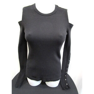 Current Elliott Black Ribbed Knit Cold Shoulder Sweater Sz 1 / S